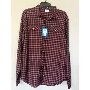 Columbia Flannel Shirt Long Sleeve Button-Up Red/Black Plaid Mens Medium